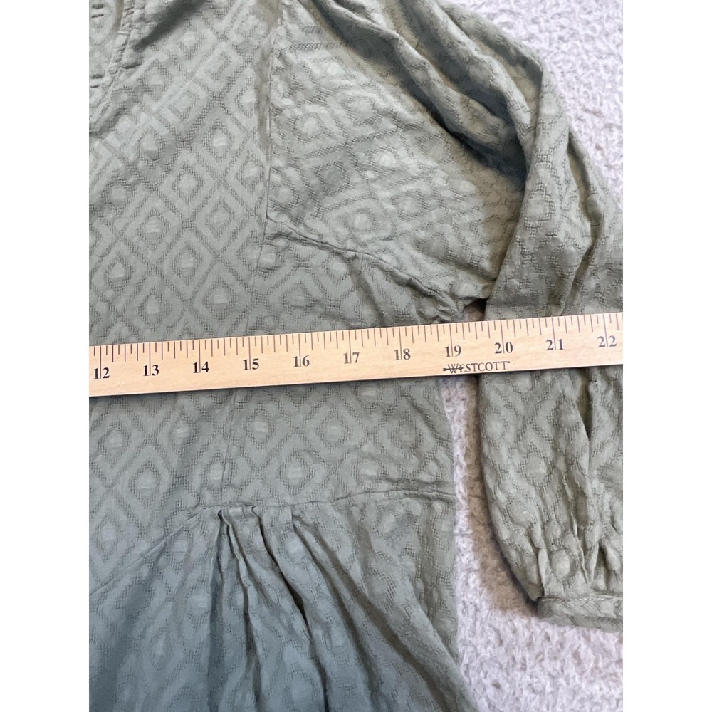 Gudrun Sjoden Button Tunic Womens M Green Geometric Puff Sleeve Organic Cotton - Picture 8 of 9